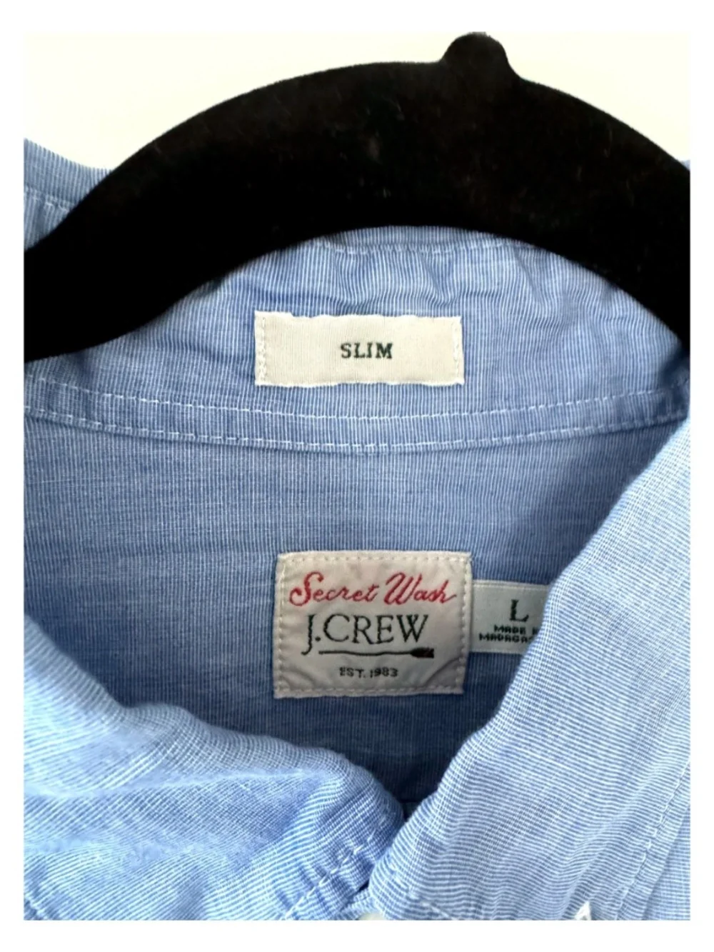 J.Crew Secret Wash Slim Fit Oxford Button Down Shirt Blue Men's Large